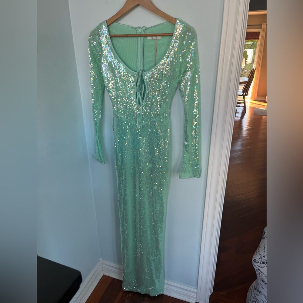 House of CB  Tatania
Seafoam Sequin Maxi Gown
USD $329 - Picture 14 of 16